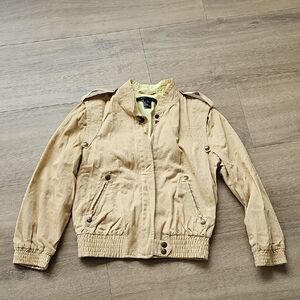 Marc Jacobs Tan Bomber Jacket with Gold Buttons Womens Size Medium